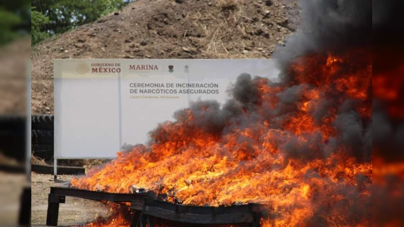Incineran más de mil 400 kilos de cocaína incautada en el Puerto de Lázaro Cárdenas, Michoacán; droga valuada en 317 millones de pesos 