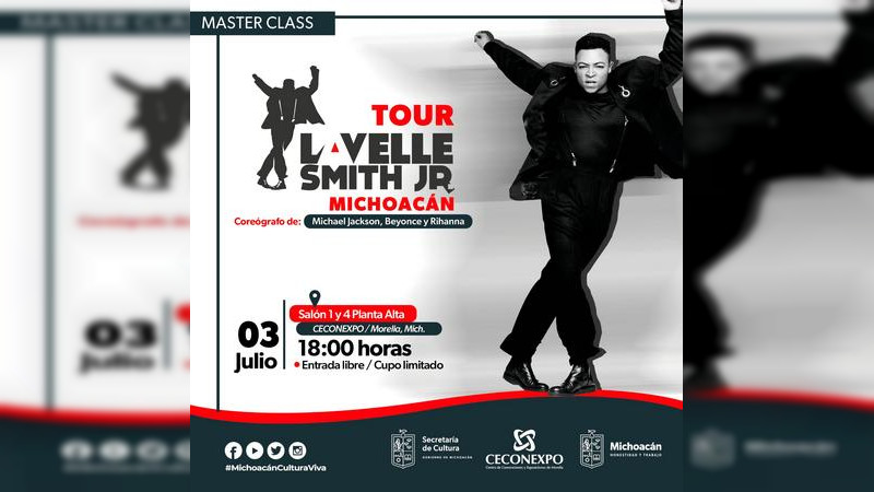 Habrá clase magistral gratuita en Morelia con el coreógrafo de Michael Jackson 