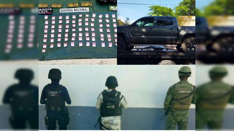 Tras emboscada a soldados en Apatzingán, aseguran autos, armas y droga  