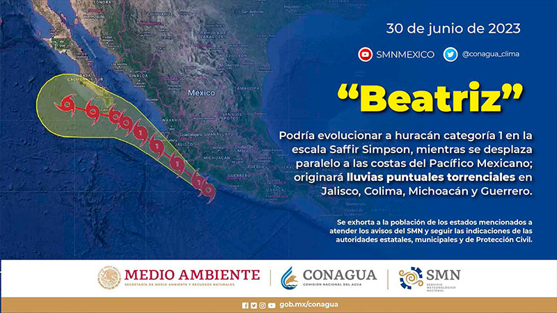 “Beatriz” impactaría en Michoacán, pide PC extremar precauciones a la población  