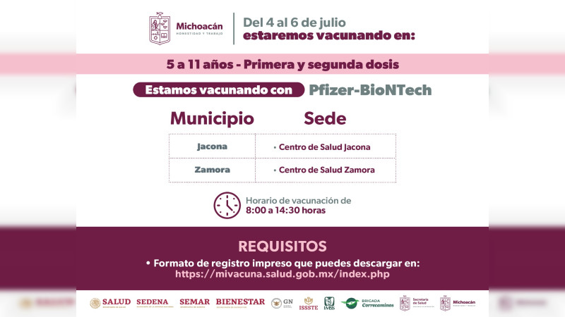 SSM anuncia vacunación COVID-19 en 68 municipios de Michoacán