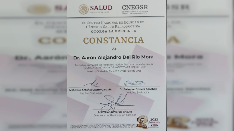 Acredita Federación a médicos de la SSM en técnica de vasectomías sin bisturí