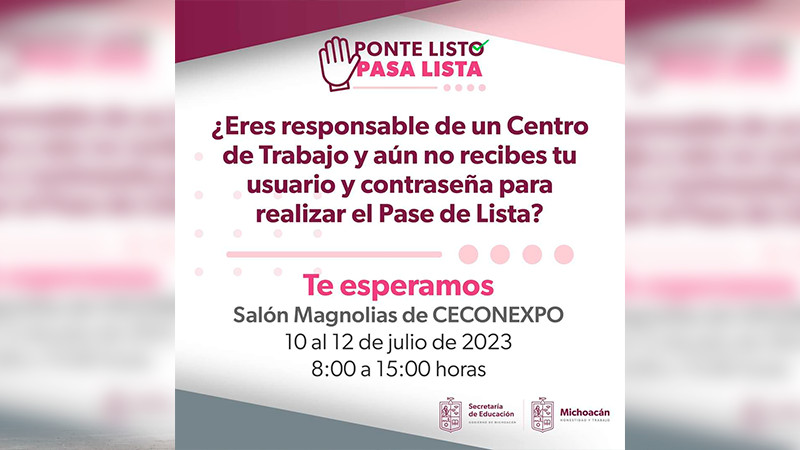 SEE Michoacán convoca a directores para entrega de claves del Pase de Lista 