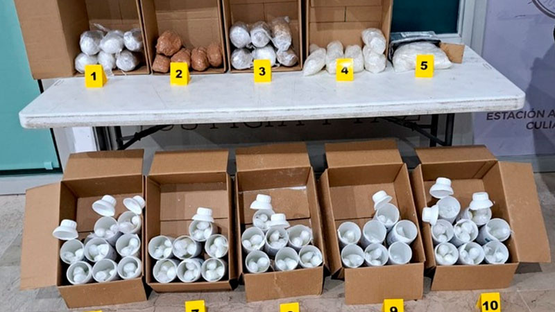 Aseguran 10 envíos con droga sintética oculta en botellas de químico para uso agrícola, en Sinaloa 
