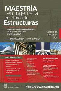 19 de agosto finaliza inscripciones para la Maestría en Ingeniería en el área de Estructuras 