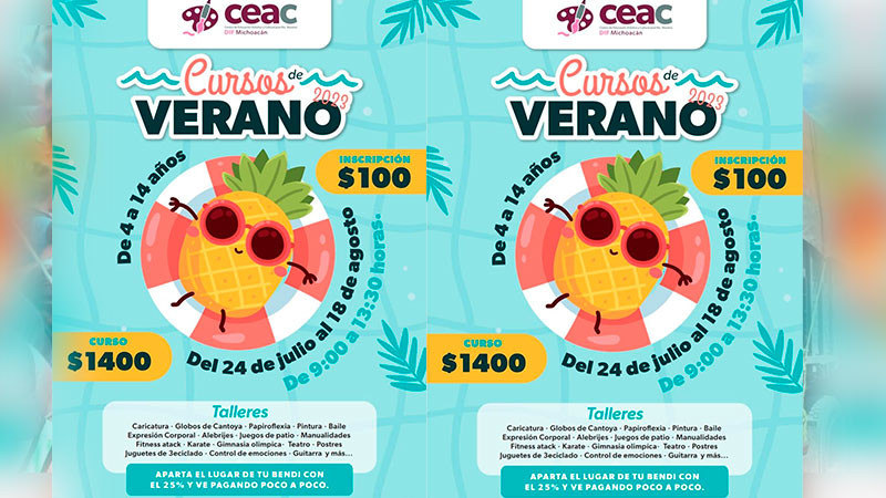 Ofrece DIF Michoacán diez cursos de verano 