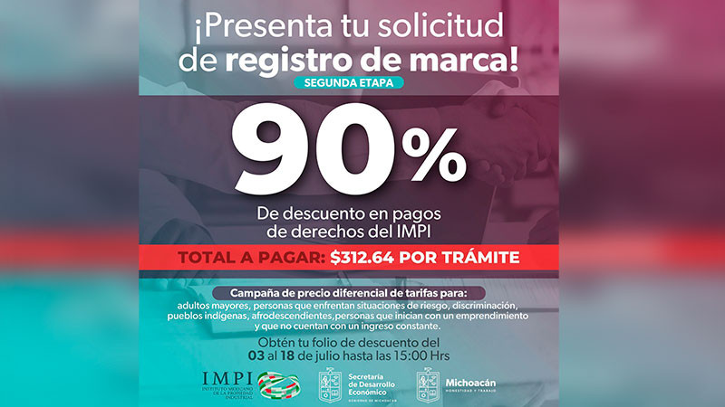 Este martes, vence el plazo de registro de marca con 90% de descuento: Sedeco 