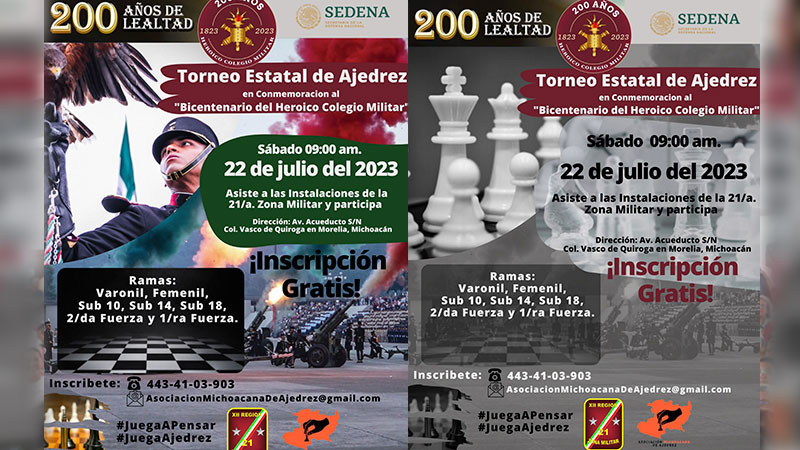 Convoca Ejército Mexicano al Torneo Estatal de Ajedrez 
