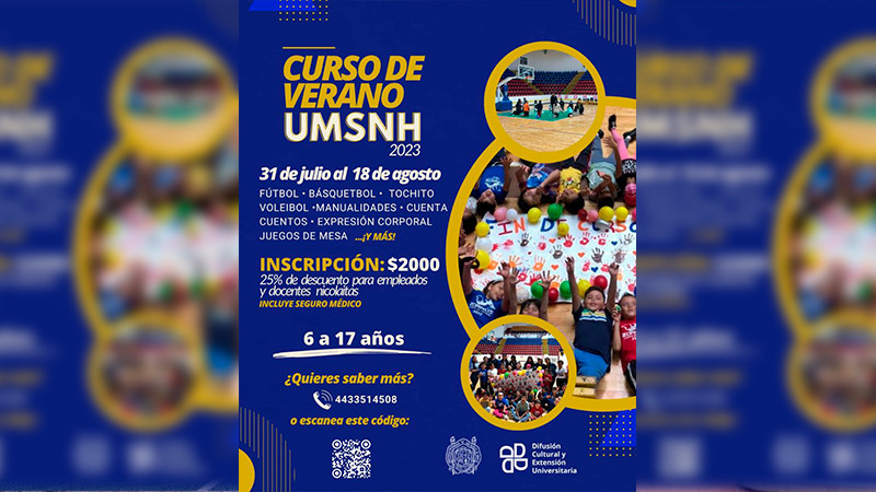 Niñas, niños y adolescentes están invitados al Curso de Verano 2023 de la UMSNH 