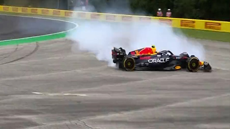 Checo Pérez sufre accidente en la primera práctica del Gran Premio de Hungría 