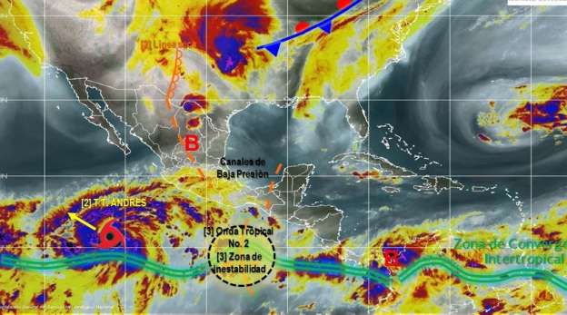 Se forma tormenta tropical “Andrés” en el Océano Pacífico; pronostican lluvias fuertes en Jalisco, Guerrero, Michoacán y Colima 