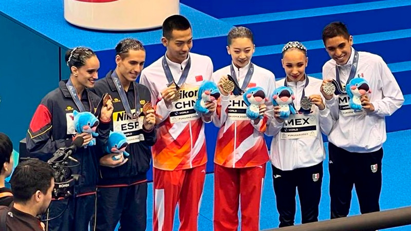 México gana medalla de plata en Dueto Mixto, en Campeonato Mundial de Deportes Acuáticos, en Japón 