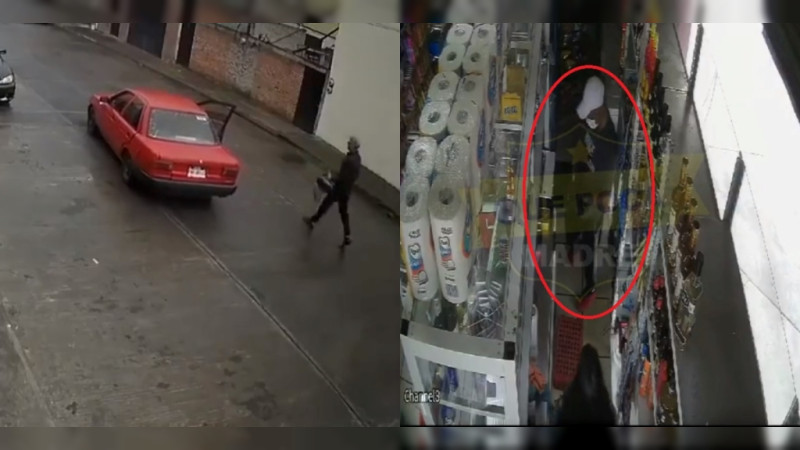 Asaltos en Morelia, a la orden del día: Difunden videos de atracos a una mujer y otro a tienda 