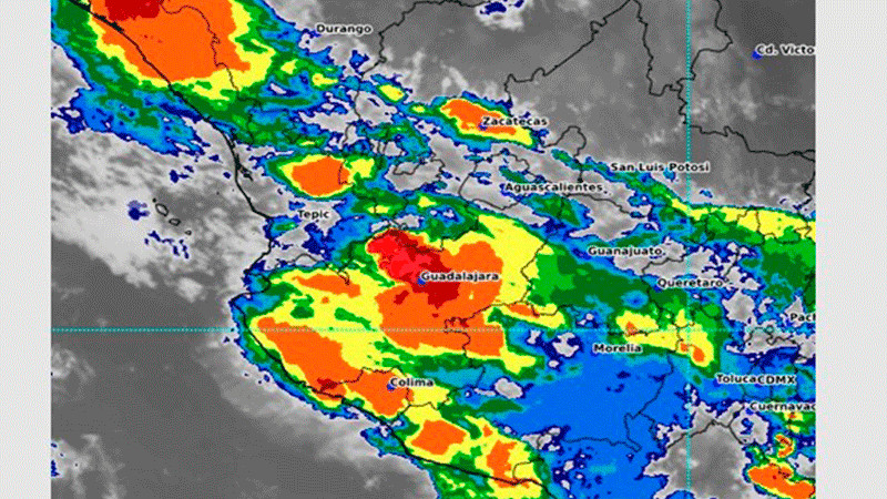Lluvias fuertes a muy fuertes, pronóstico para el Occidente de México durante esta noche 