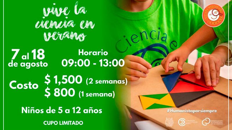 “Vive la ciencia en verano”, invita UMSNH a las niñas y niños 