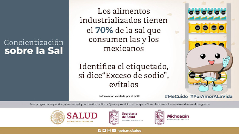 Esta es la cantidad recomendada de consumo de sal al día: Salud Michoacán