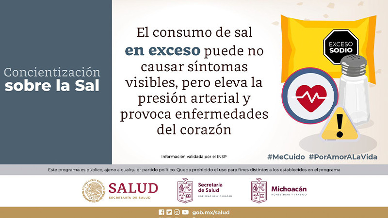 Esta es la cantidad recomendada de consumo de sal al día: Salud Michoacán