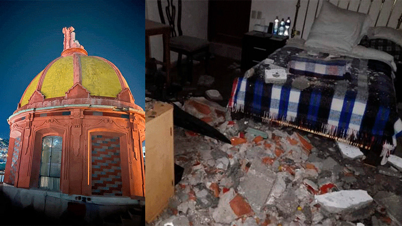 Relámpago destruye torre del Templo de Pardo en Guanajuato 