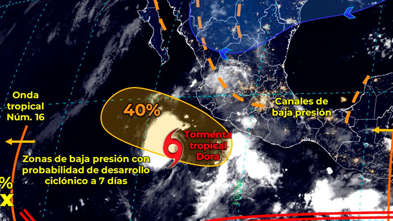Tormenta tropical Dora provocará lluvias fuertes, pide PC Michoacán tomar previsiones 