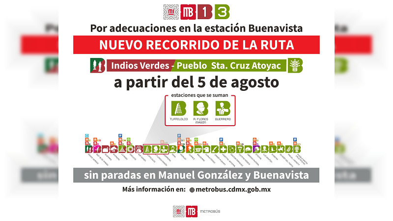Metrobús Buenavista de CDMX, cerrará dos días por remodelaciones