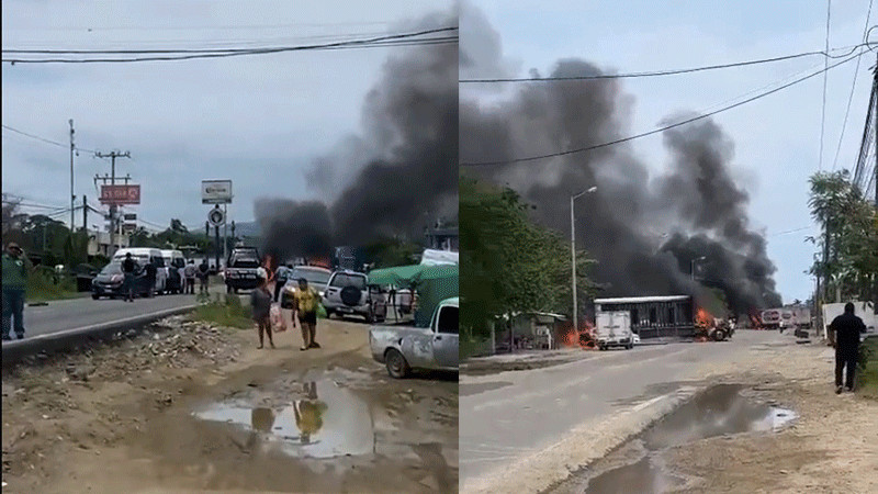 Hombres armados queman 11 vehículos en carretera Acapulco-Zihuatanejo 