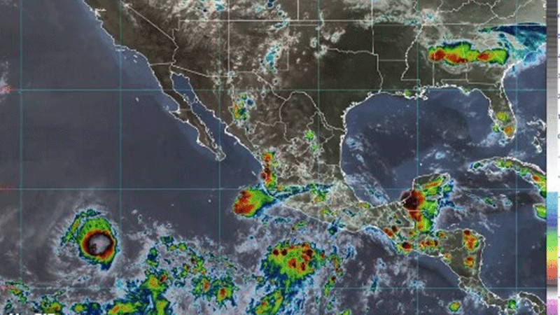 Esta noche se prevén lluvias intensas en regiones de Chiapas, Colima, Guerrero, Jalisco, Michoacán y Oaxaca 