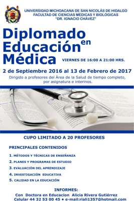 Facultad de Medicina dela UMSNH ofrece a docentes Diplomado en Educación Médica 