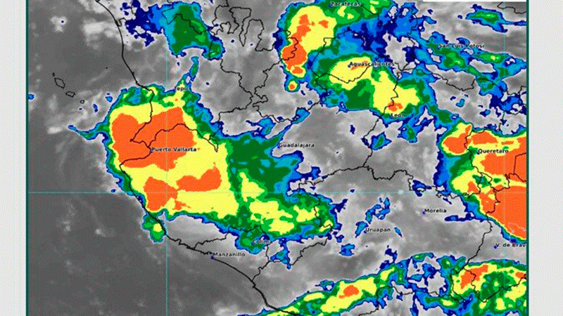 Se prevén lluvias fuertes para esta noche en el Occidente de México 