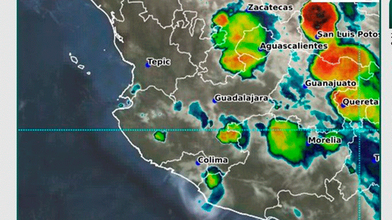 Chubascos y lluvias puntuales fuertes en Michoacán y estados del Occidente de México durante esta noche 