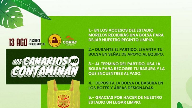 “Los canarios no contaminan”; Estadio Morelos impulsa que aficionados recojan su basura 