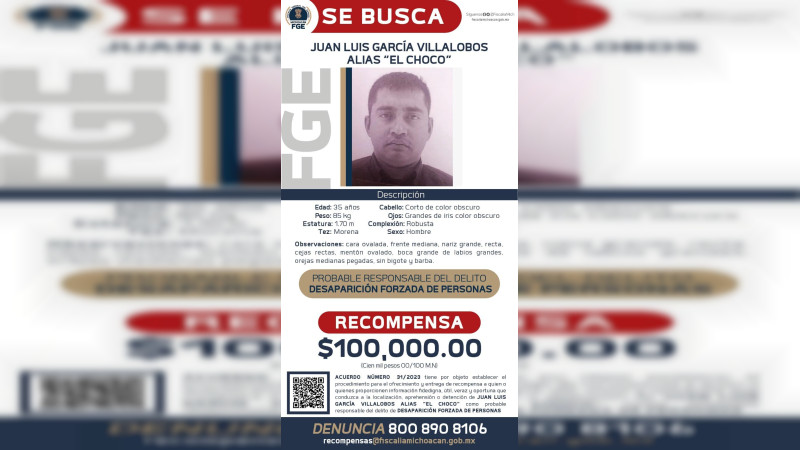 Ofrecen recompensa de 100 mil pesos para dar con expolicía de Morelia secuestrador: Su víctima nunca fue localizada 