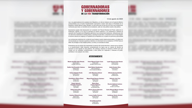 ​Ante restricciones del INE: gobernadores de Morena se pronuncian 