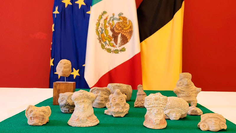 Desde Bélgica restituyen a México 20 piezas arqueológicas prehispánicas 