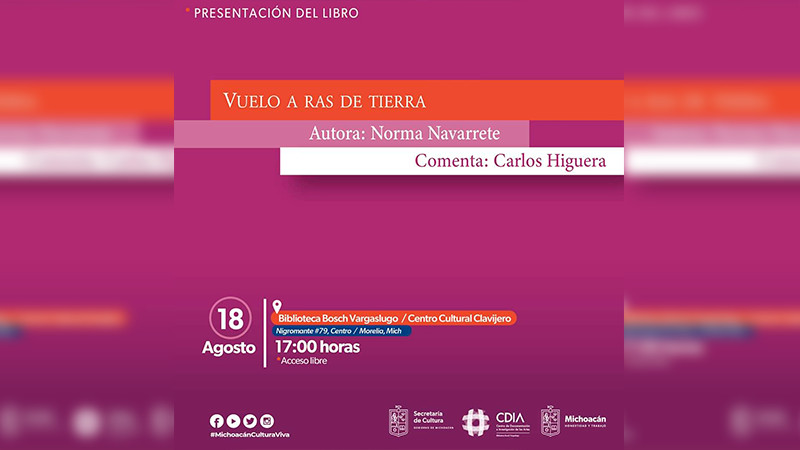 Presentará Secum libro de poesía Vuelo a ras de tierra 