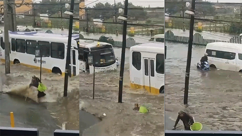 Oleaje en inundación arrastró a abuelita en vía López Portillo, Coacalco 