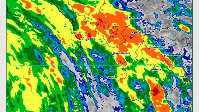Se prevén chubascos y lluvias puntuales fuertes en estados del Occidente del país 