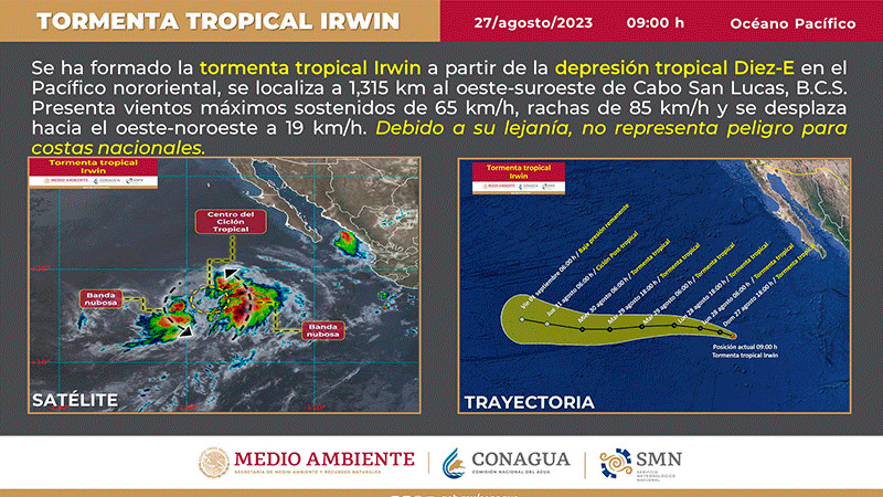 Tormenta tropical ‘Irwin’ se forma en el Pacífico 