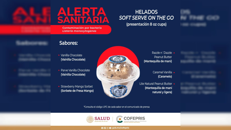 Cofepris alerta por venta de helados contaminados con una bacteria 