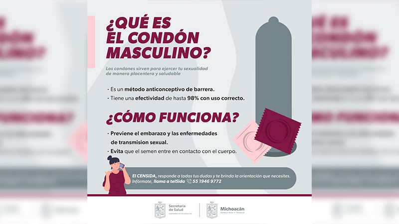 Condón, método anticonceptivo efectivo y seguro: Salud Michoacán 