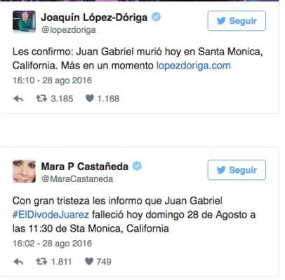 Joaquín López Doriga y Mara P Castañeda comparten la noticia de la muerte de Juan Gabriel  