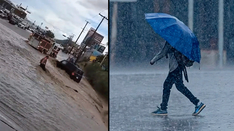 Lluvias provocan crecida de arroyos e inundaciones en La Paz, Baja California 