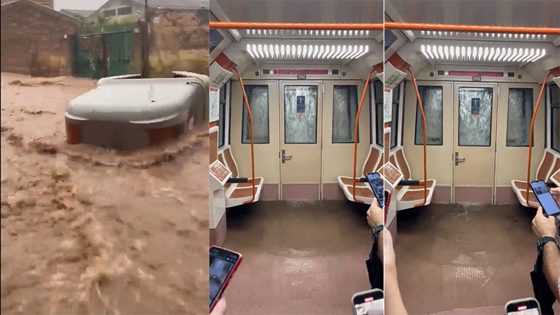 Tras fuertes lluvias, captan inundación en Metro de Madrid 