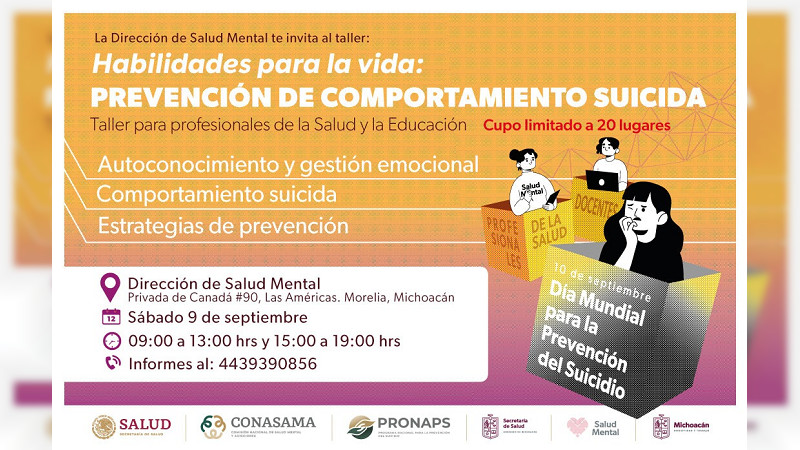 Salud Michoacán dará taller de habilidades para la vida dirigido a docentes