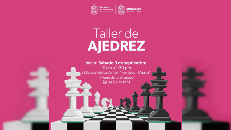 Invita SEE a participar en taller de ajedrez en la Biblioteca Pública Central 