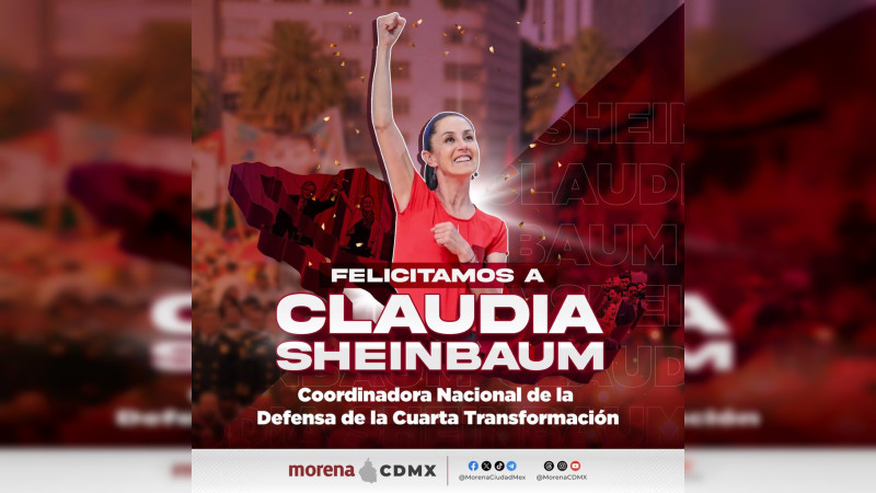 Felicita Morena CDMX a Sheinbaum por ganar encuesta rumbo al 2024 