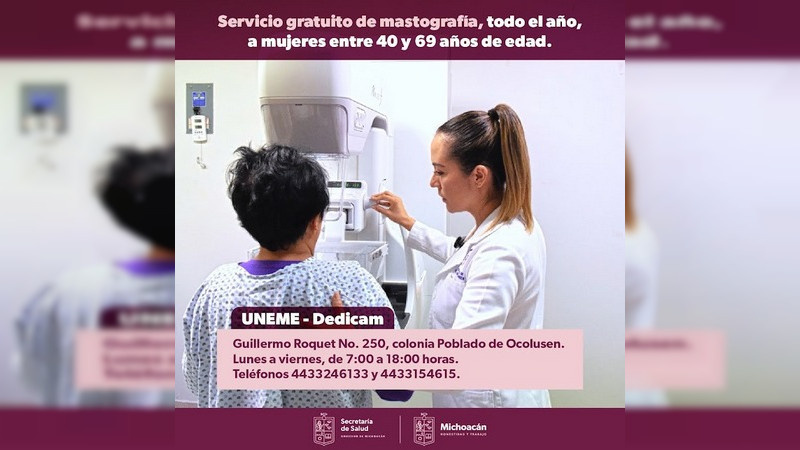Refuerza Salud Michoacán acciones de detección temprana para el cáncer de mama