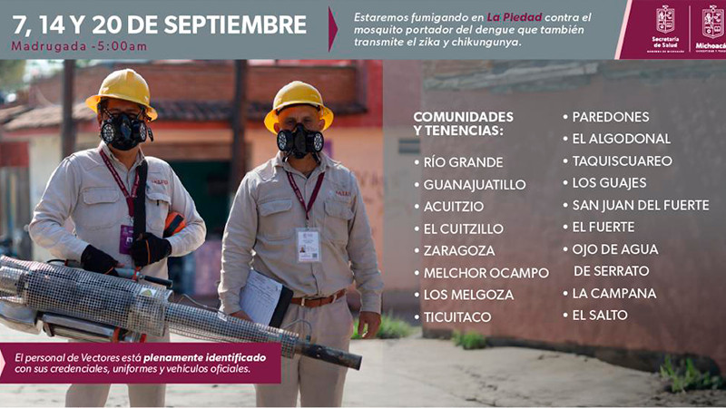 Salud Michoacán combate el dengue, zika y chikungunya en La Piedad 