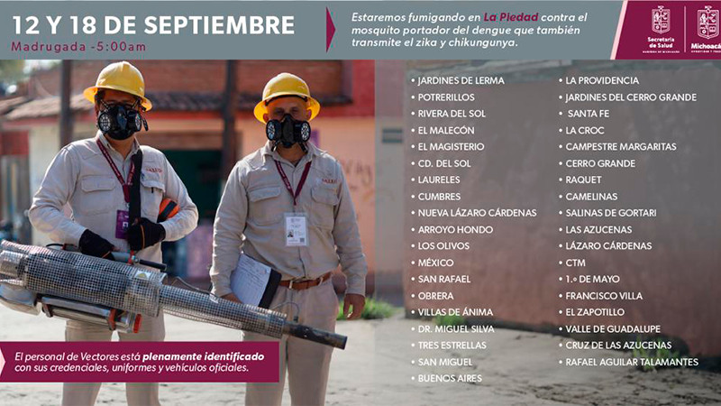 Salud Michoacán combate el dengue, zika y chikungunya en La Piedad 