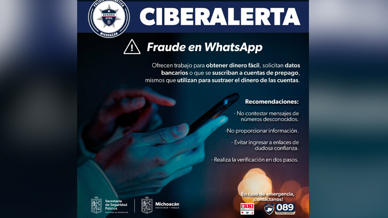 Alertan por presunto fraude laboral por WhatsApp, en Michoacán 