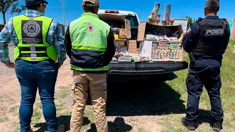 Aseguran 155 kilos de pirotecnia en Querétaro  